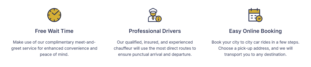 Free wait time, professional drivers and easy online booking