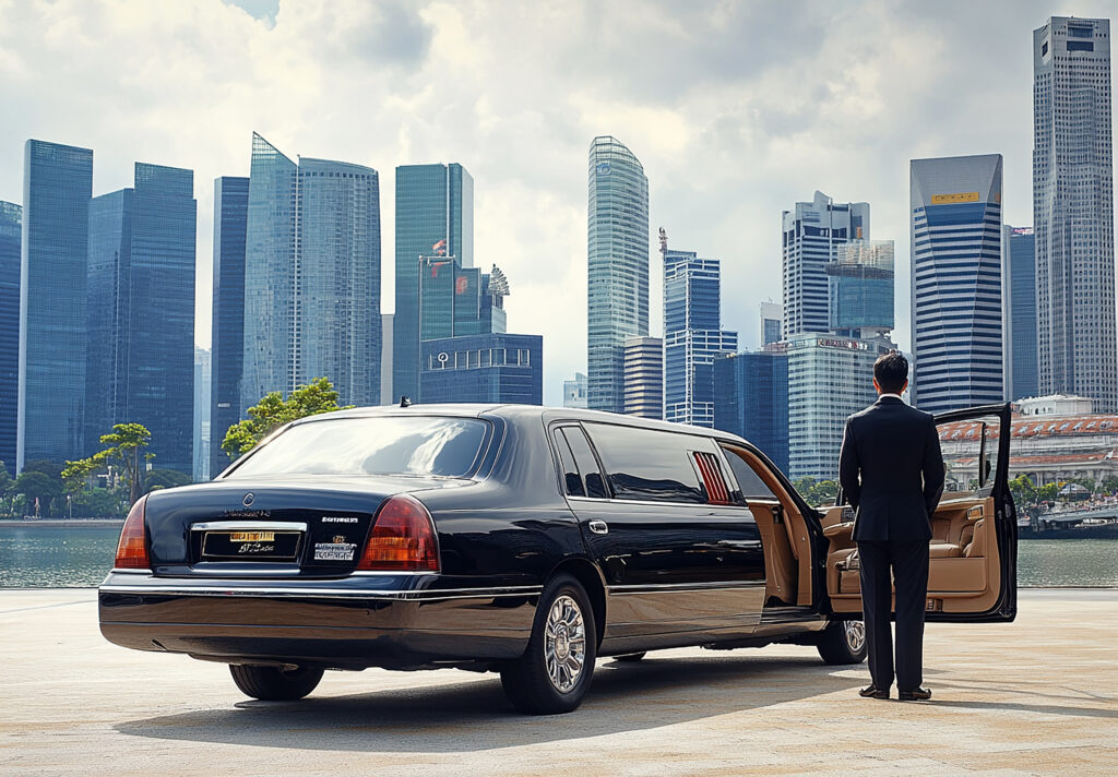 Chauffeur beside a black luxury car for Dallas airport car service